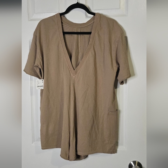 Free People Hot Shot Tee Romper Mocha Latte - Picture 4 of 9